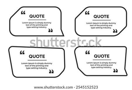 Quote box outline frame banner with Quotation marks vector template