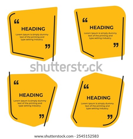 Heading text box outline style simple flat vector illustration set