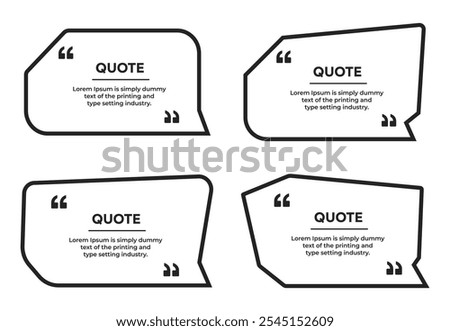 Quote box outline frame banner with Quotation marks vector template