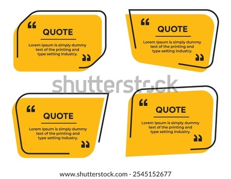 Quote text box frame flat shapes banner with Quotation marks set