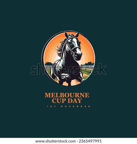  Melbourne Cup Day logo, Vector illustration.