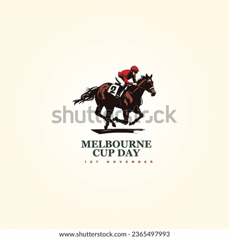  Melbourne Cup Day logo, Vector illustration.