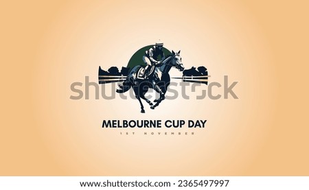  Melbourne Cup Day logo, Vector illustration.