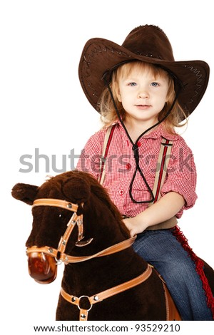 Little Funny Cowgirl Riding Horse Stock Photo 93529210 : Shutterstock