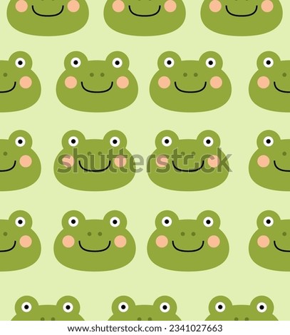 Pattern cute frog on light green background.