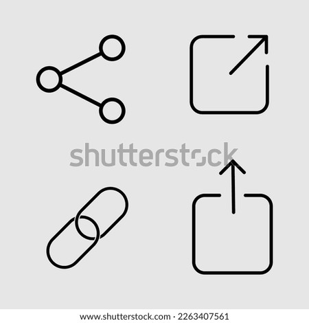 Icon set of link. Redirecting links button. Link, share link, external link black vector icon set. Isolated symbols on white.eps