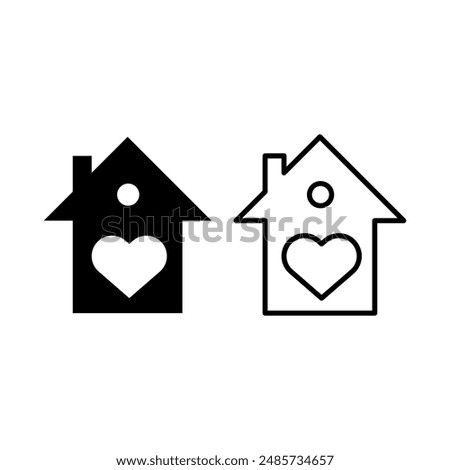 Heart home filled outline icon, heart symbol, in home vector illustration..eps