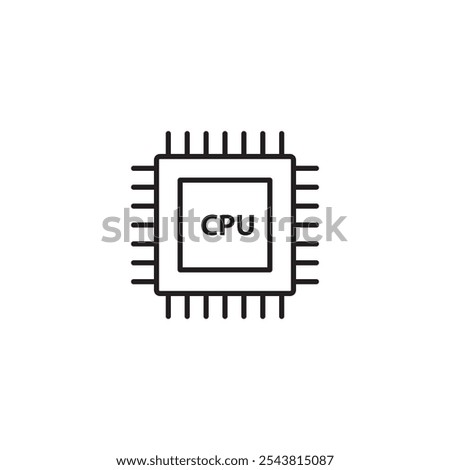 CPU, Processor line icon. Computer chip outline vector simple illustration for web and app..eps