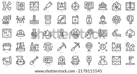 Set of thin line geology Icons. Vector illustration Foto stock © 