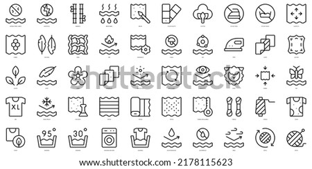 Set of thin line fabric features Icons. Vector illustration