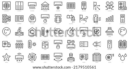 Set of thin line air conditioner Icons. Vector illustration
