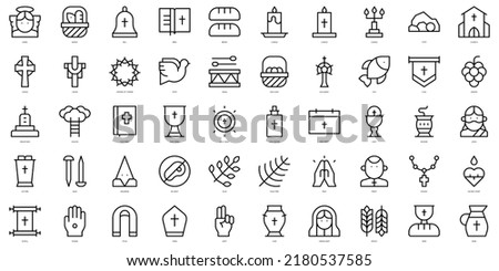 Set of thin line holy week Icons. Vector illustration Foto stock © 