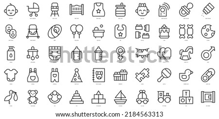 Set of thin line baby shower Icons. Vector illustration