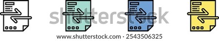 data transfer icon. Outline, Green, Blue and Yellow Style Design Isolated On White Background