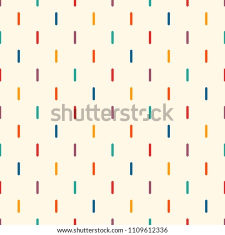 Seamless surface pattern with strokes. Broken vertical lines. Dashes motif. Repeated rectangle blocks. Simple geometric ornament. Hatched wallpaper. Modern abstract background with stitches. Vector