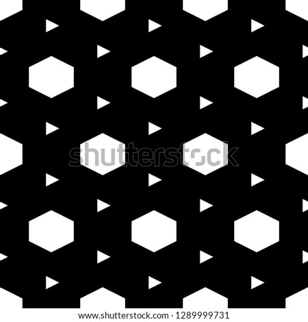 Hexagons, triangles pattern. Geometrical backdrop. Hexagonal, triangular shapes wallpaper. Geometric background. Polygons motif. Digital paper, abstract. Seamless ornament. Vector.