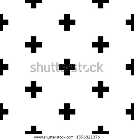 Seamless pattern. Crosses wallpaper. Pluses background. Signs ornament. Figures motif. Simple shapes backdrop. Patches illustration. Digital paper, web designing, textile print, abstract. Vector art.