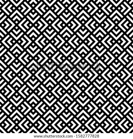 Seamless pattern. Chevrons, squares ornament. Curves, polygons illustration. Geometric background. Folk motif. Textile print, web design, abstract backdrop. Brackets, checks wallpaper. Vector art
