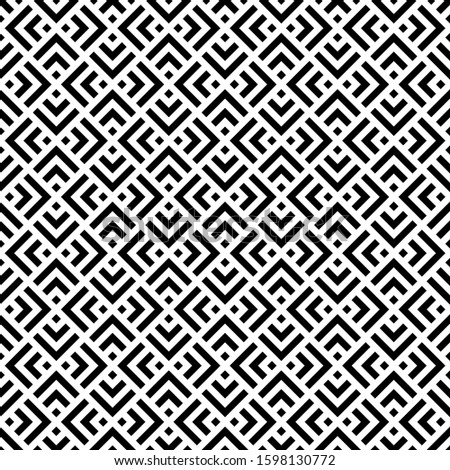 Seamless pattern. Chevrons, squares ornament. Brackets, checks wallpaper. Curves, polygons illustration. Geometric background. Folk motif. Textile print, web design, abstract backdrop. Vector art