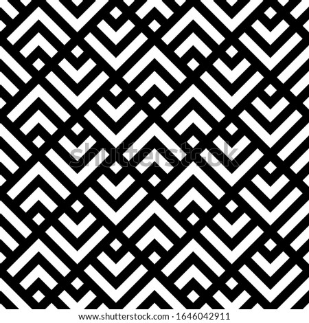 Seamless pattern. Chevrons, squares ornament. Geometric background. Brackets, checks wallpaper. Curves, polygons illustration. Folk motif. Textile print, web design, abstract backdrop. Vector art.