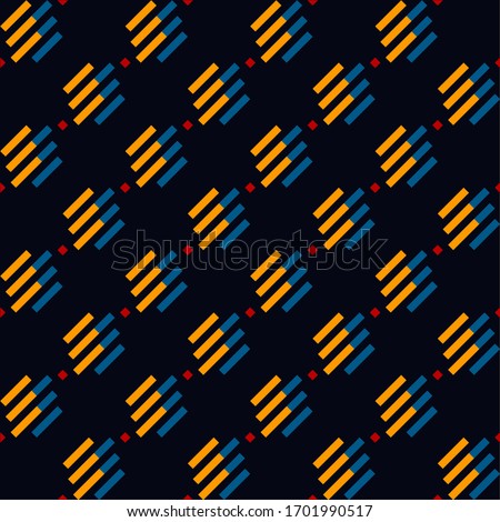 Seamless pattern. Diagonal lines, diamonds ornament. Slanted dashes, squares background. Angled stripes, rhombuses motif. Striped, dotted backdrop. Tilted strokes, dots wallpaper. Vector illustration.