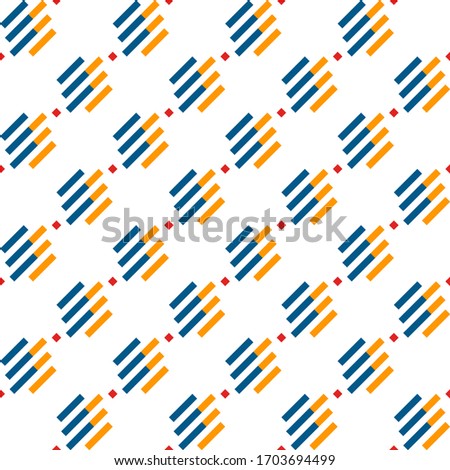 Seamless pattern. Slanted dashes, squares background. Diagonal lines, diamonds ornament. Angled stripes, rhombuses motif. Striped, dotted backdrop. Tilted strokes, dots wallpaper. Vector illustration