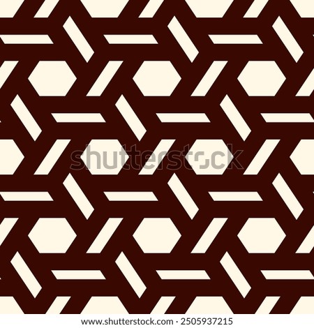 Hexagonal seamless pattern. Honeycomb surface print. Mosaic tiles. Flooring background. Wicker, weave, entwine effect geometric ornament. Modern geometrical wallpaper. Vector abstract