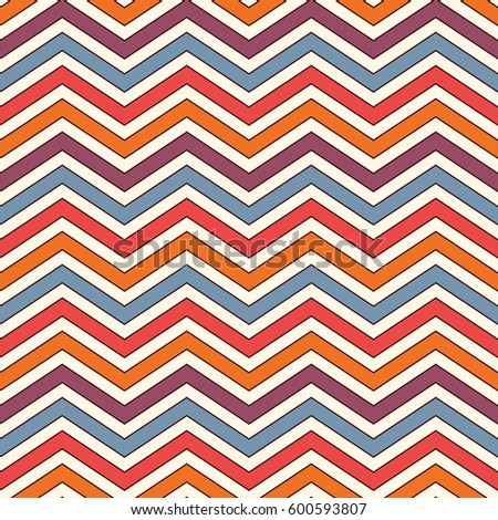 Chevron diagonal stripes abstract background. Bright seamless pattern with classic geometric ornament. Zigzag horizontal lines wallpaper. Vivid digital paper, textile print, page fill. Vector art