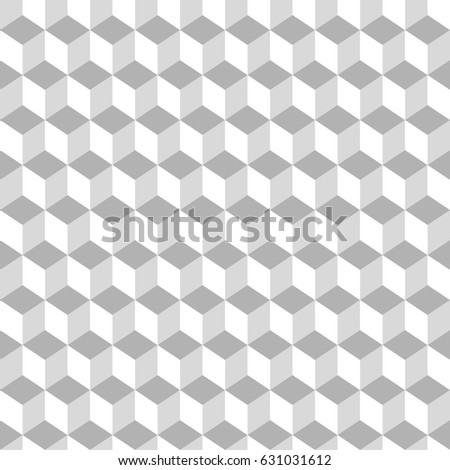 Repeated color cubes background. Geometric shapes wallpaper. Seamless surface pattern design with polygons. Cubic motif. Digital paper with dices for page fills, web designing, textile print. Vector.