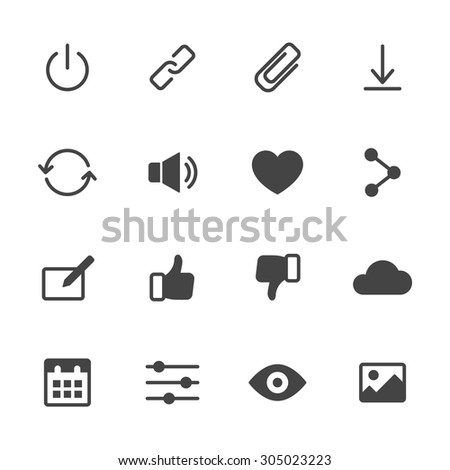 Basic interface icons set 2. Simple flat vector web icons set on white background