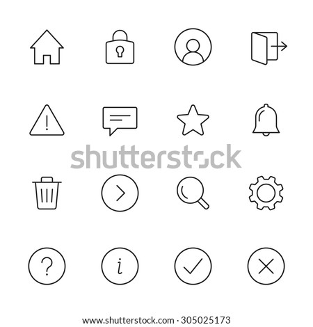 Basic interface line icons for web and mobile app. Set 1