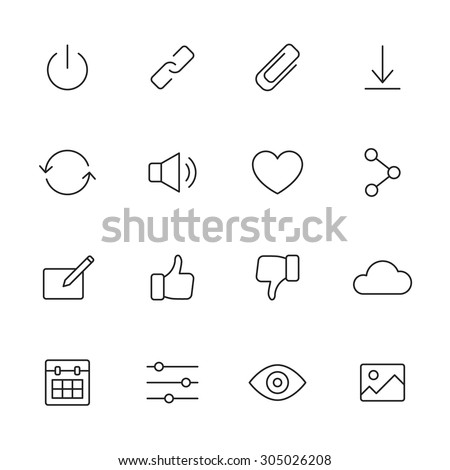 Basic interface line icons for web and mobile app