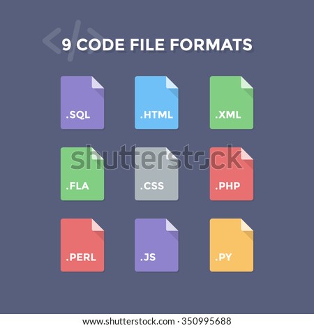 Code file formats. Script file type icons