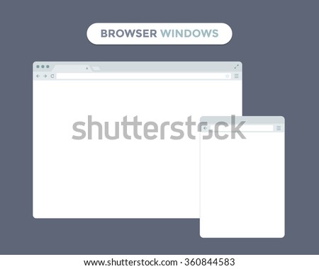 Desktop and mobile phone browser windows. Different devices web browser
