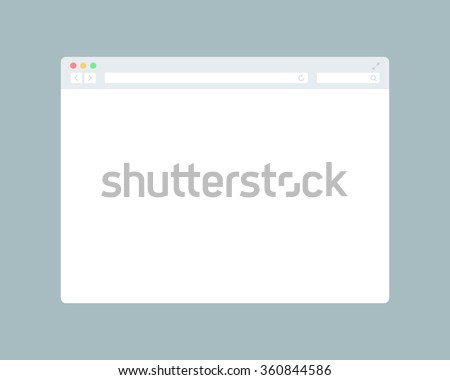 Flat blank browser window. Grey internet browser