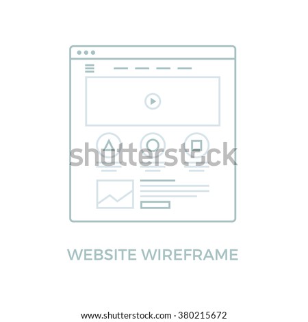 Website Wireframe. Landing page line icon. Web page user interface in browser window