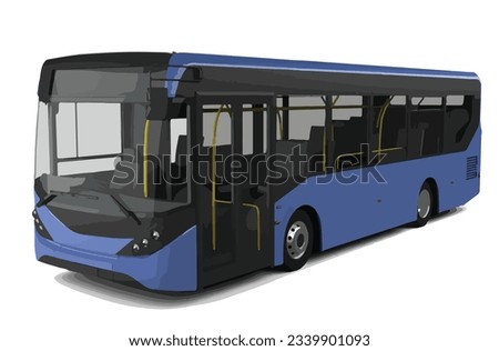 modern 3d blue bus luxury vip first class travel electric zero carbon emition ride tourism tour public route modern art design vector template isolated white background