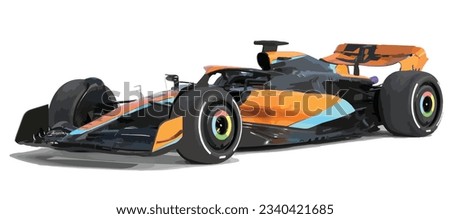 F1 3d race car icon transport jet logo sign sport auto racing symbol concept art design template vector isolated orange black turbo jet power hybrid white background race single seater
