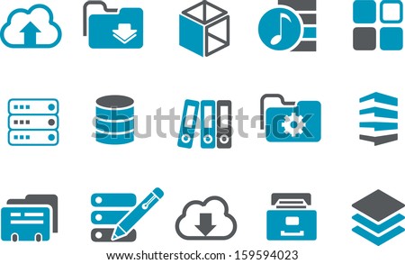 Vector icons pack - Blue Series, archive collection 