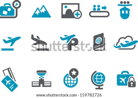 Vector icons pack - Blue Series, travel collection 