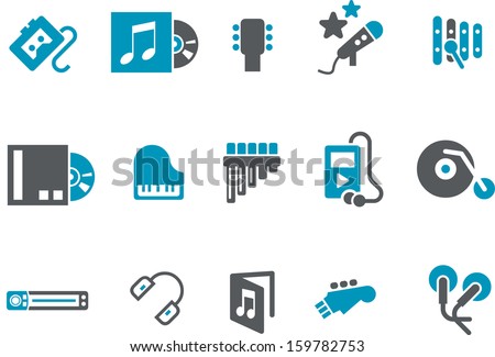 Vector icons pack - Blue Series, music collection 