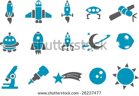 Vector icons pack - Blue Series, space collection