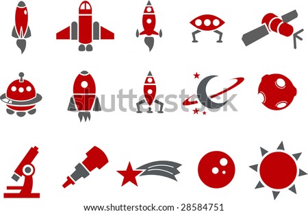 Vector icons pack - Red Series, space collection