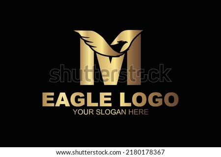 initial Letter M eagle gold logo