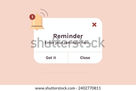 Reminder, notification page with floating elements and business planning, events, timetable flat vector illustration.
