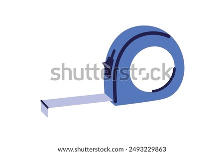 Meter roll, tape measure, length and size measurement tool, ruler, meter equipment, precise centimeter instrument, tape measure isolated on white background flat vector illustration.