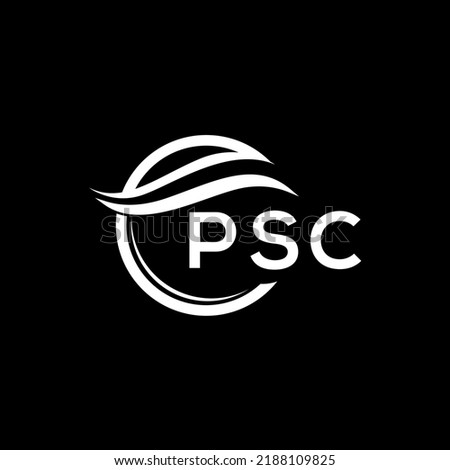 PSC letter logo design on black background. PSC creative circle logo. PSC initials  letter logo concept. PSC letter design.