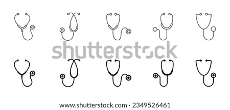 Stethoscope icon set. Medical stethoscope. Hospital cardiology tool