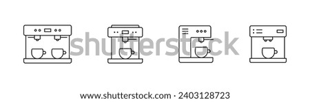 Coffee machine icon set. Coffee pot, coffee maker icon. Home appliance outline icons