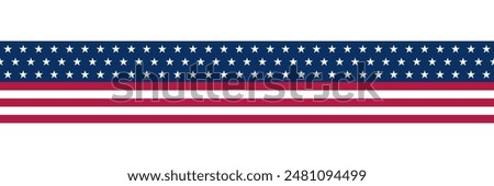 American flag ribbon. USA ribbon, stripe seamless pattern. USA flag banner